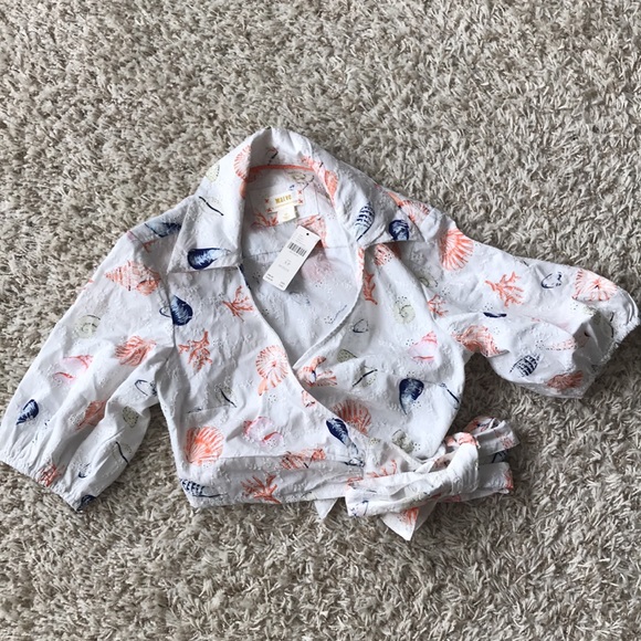 Maeve Cropped Wrap Top - Picture 1 of 5